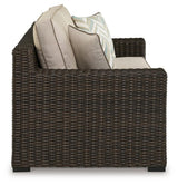 Coastline Bay Brown Outdoor Loveseat with Cushions