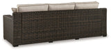 Coastline Bay Brown 3-Seater Outdoor Sofa with Cushions