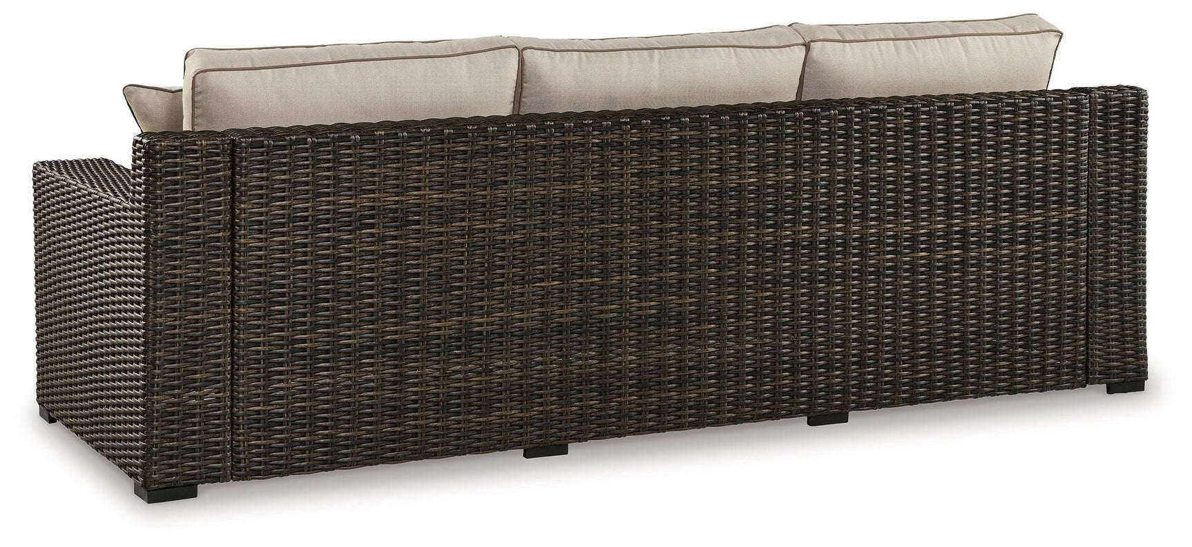 Coastline Bay Brown 3-Seater Outdoor Sofa with Cushions