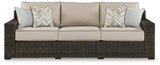 Coastline Bay Brown 3-Seater Outdoor Sofa with Cushions