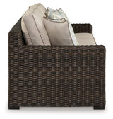 Coastline Bay Brown 3-Seater Outdoor Sofa with Cushions