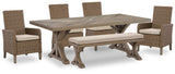 Laguna Beige Heights Outdoor Dining Table and 4 Chairs and Bench