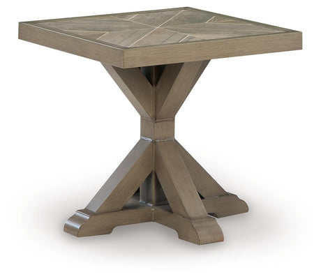 Laguna Heights Beige Outdoor End Table angled view