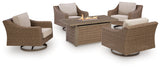 Laguna Beige Heights Outdoor Fire Pit Table and 4 Chairs