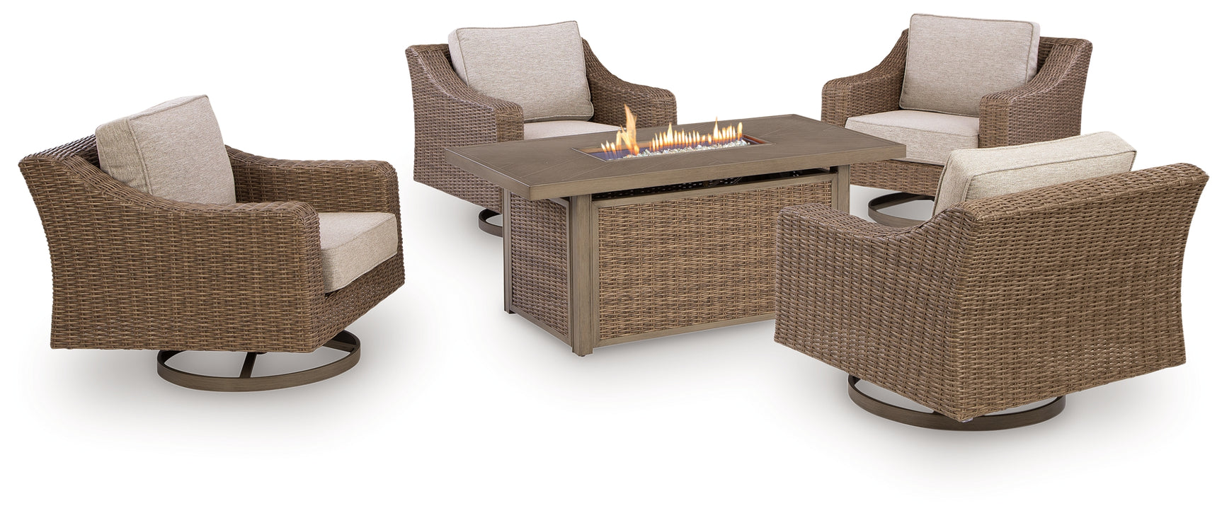 Laguna Beige Heights Outdoor Fire Pit Table and 4 Chairs