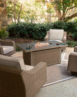 Laguna Beige Heights Outdoor Fire Pit Table and 4 Chairs