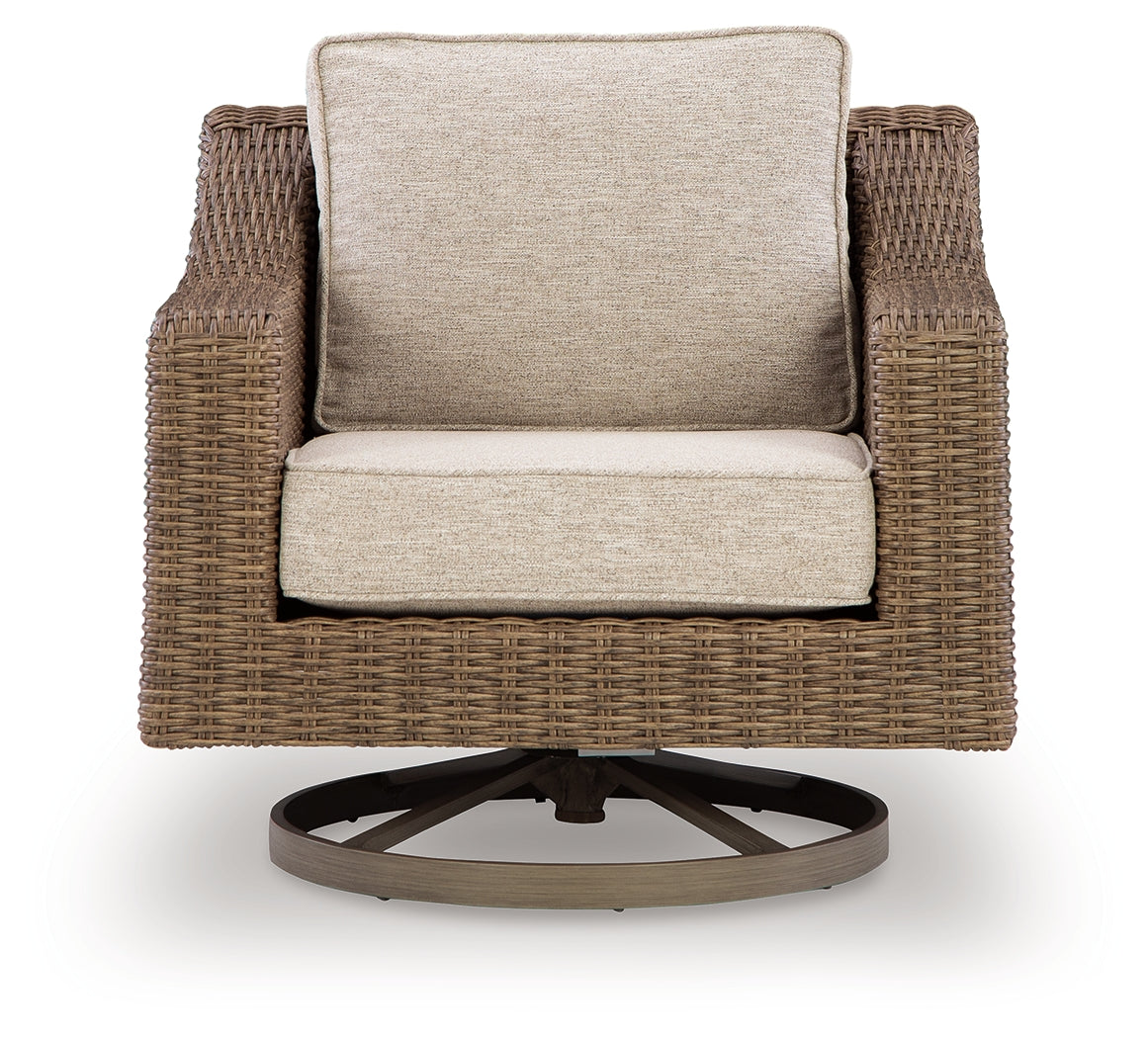 Laguna Beige Heights 2 Outdoor Swivel Lounge Chairs