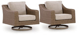 Laguna Beige Heights 2 Outdoor Swivel Lounge Chairs