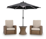 Laguna Beige Heights 2 Outdoor Recliners and End Table