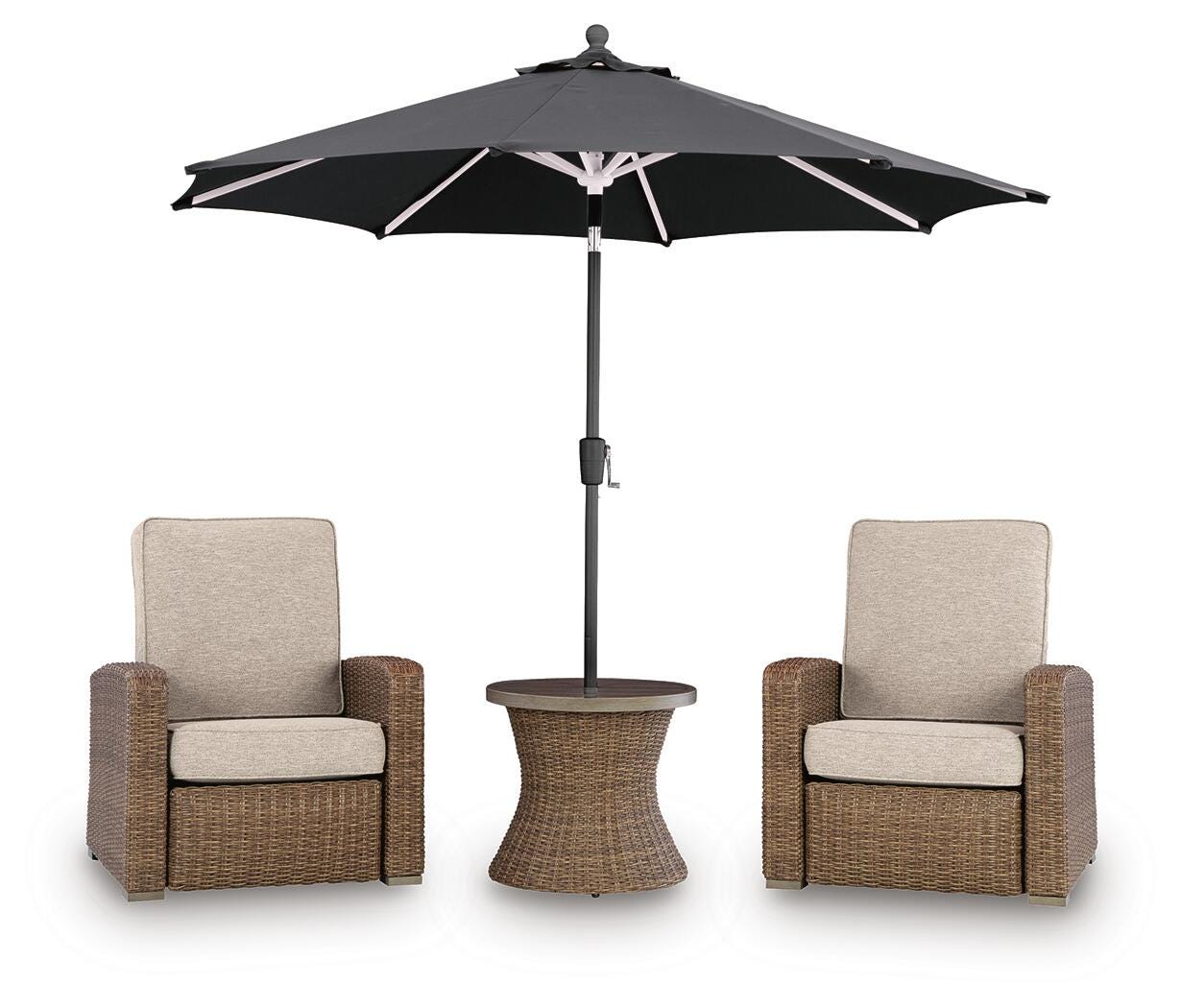 Laguna Beige Heights 2 Outdoor Recliners and End Table