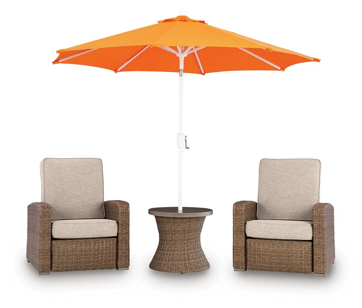 Laguna Beige Heights 2 Outdoor Recliners and End Table