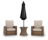 Laguna Beige Heights 2 Outdoor Recliners and End Table