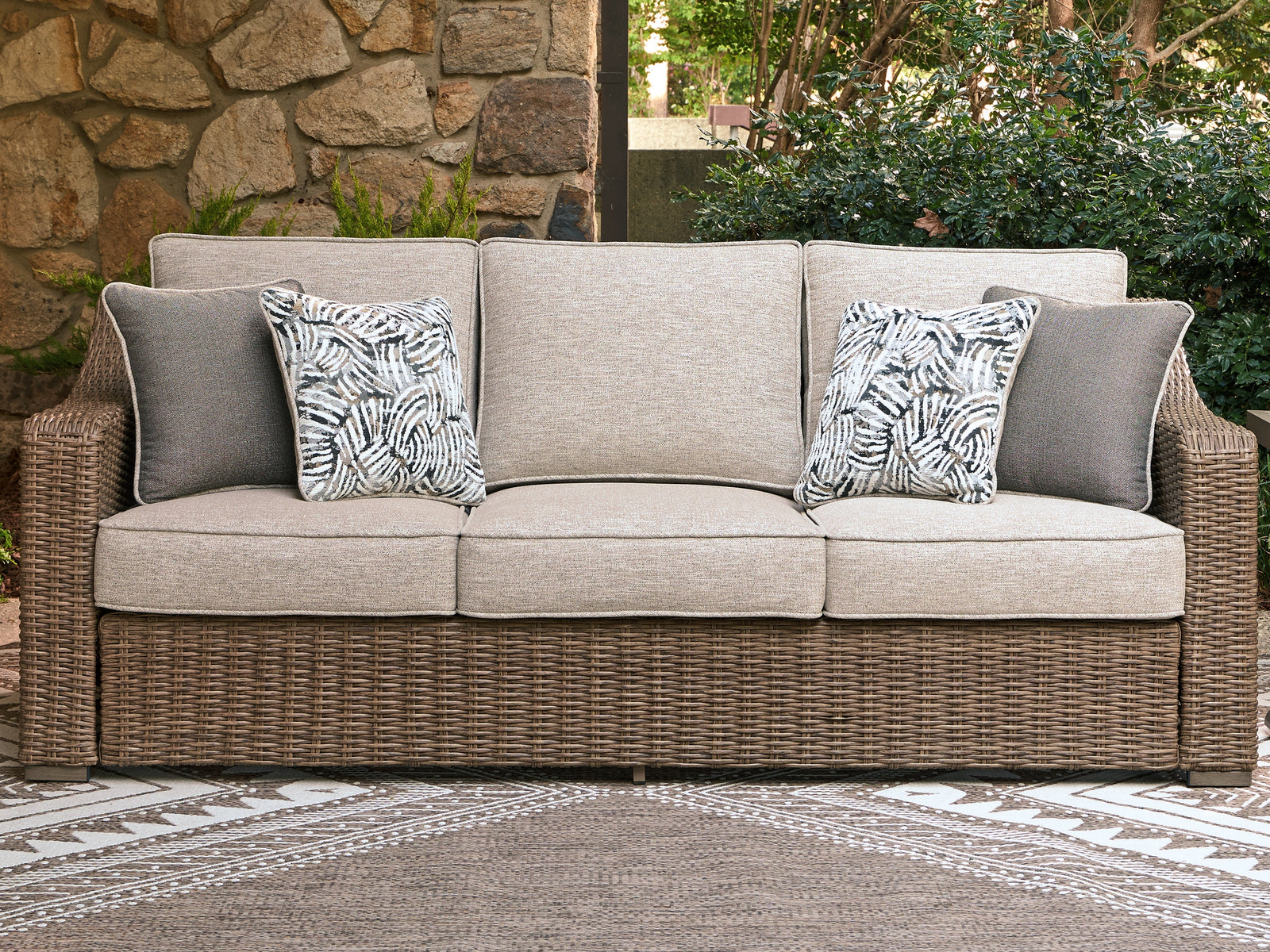 Laguna Heights Beige Outdoor Sofa with Cushion