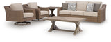 Laguna Beige Heights Outdoor Sofa and 2 Lounge Chairs with Coffee Table and End Table