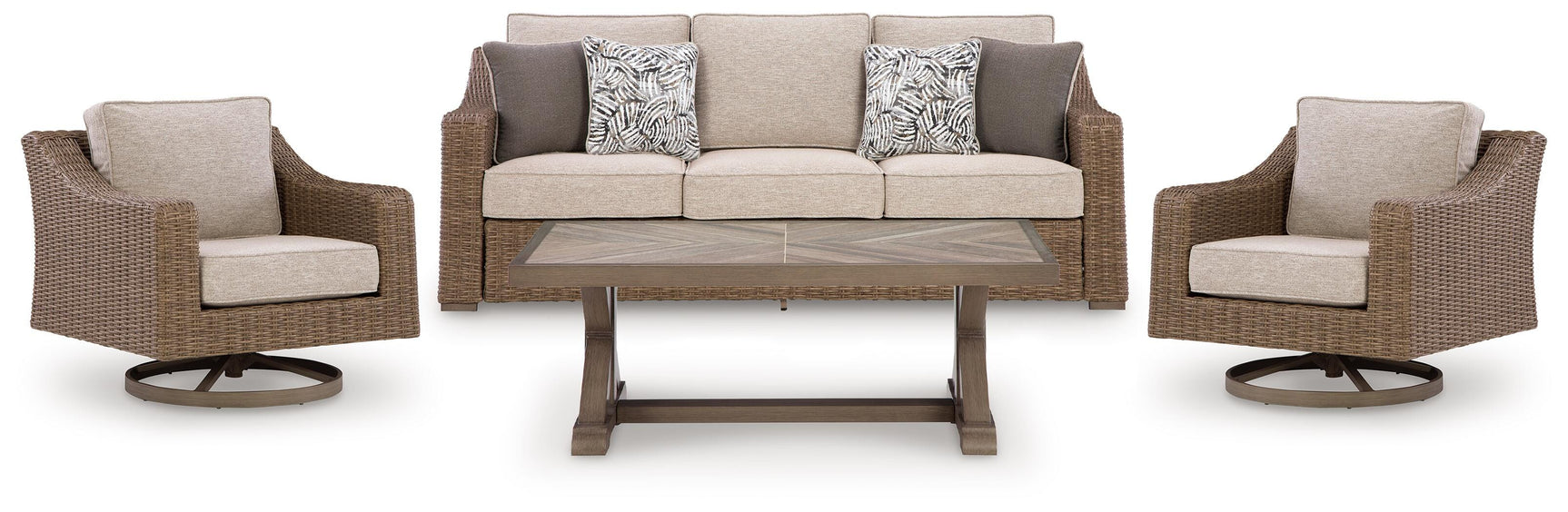 Laguna Beige Heights Outdoor Sofa and 2 Chairs with Coffee Table