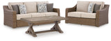 Laguna Beige Heights Outdoor Sofa and Loveseat with Coffee Table