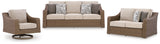 Laguna Beige Heights Outdoor Sofa and Loveseat with Lounge Chair