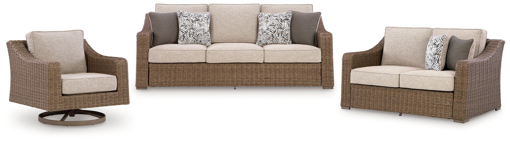 Laguna Beige Heights Outdoor Sofa and Loveseat with Lounge Chair