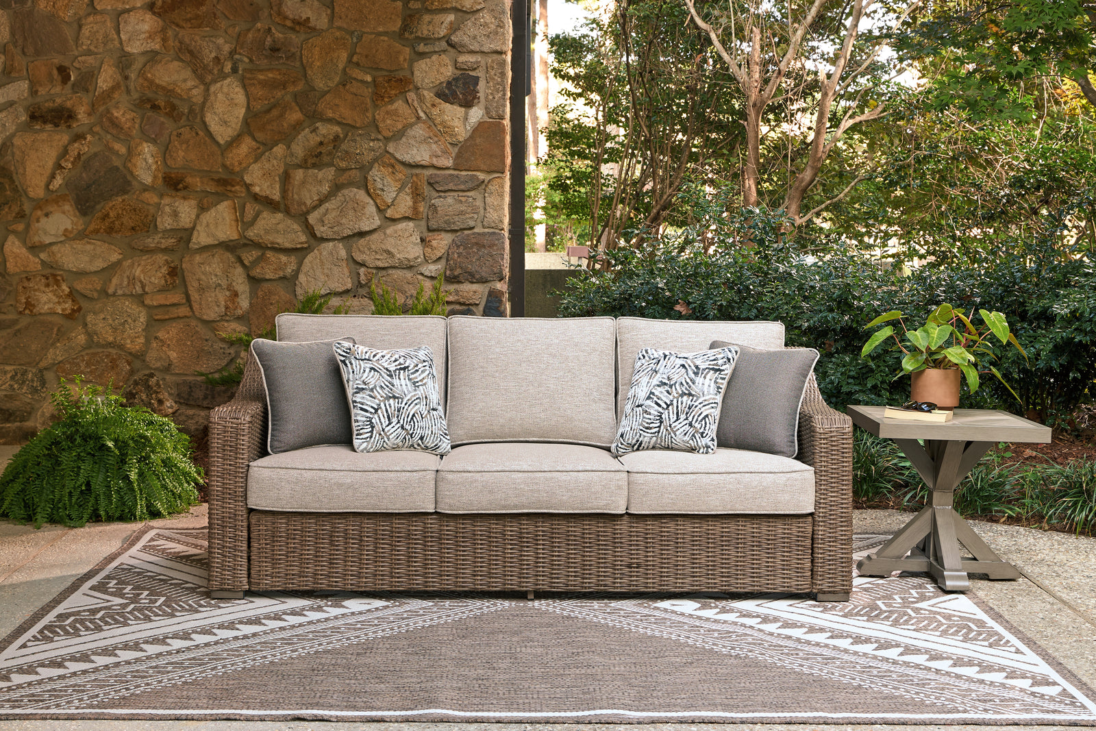 Laguna Beige Heights Outdoor Sofa and Loveseat with Lounge Chair
