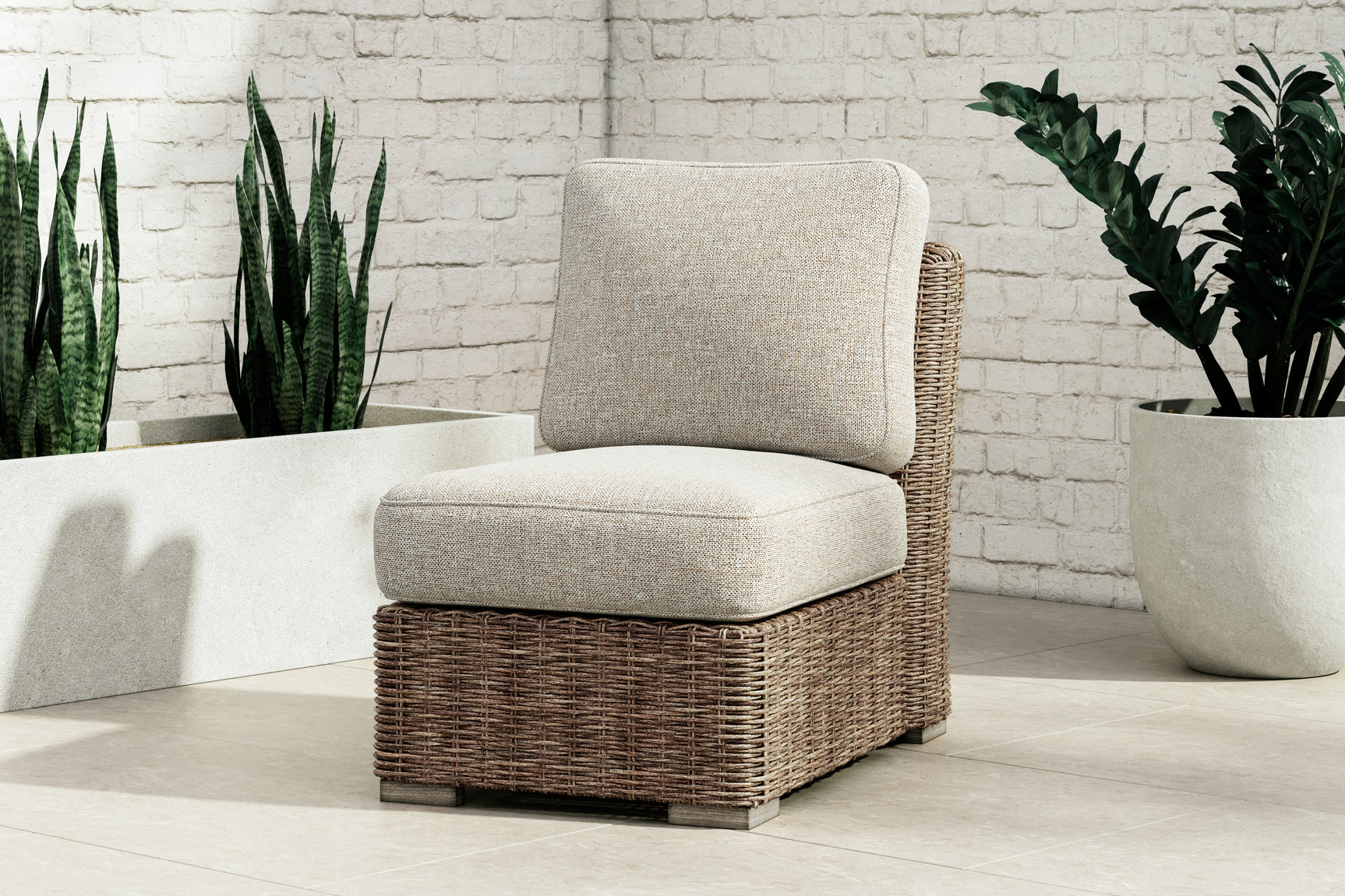 Beachcroft Beige 2-Piece Outdoor Sectional with Chair