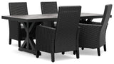 Beachcroft Black/Light Gray Outdoor Dining Table and 4 Chairs