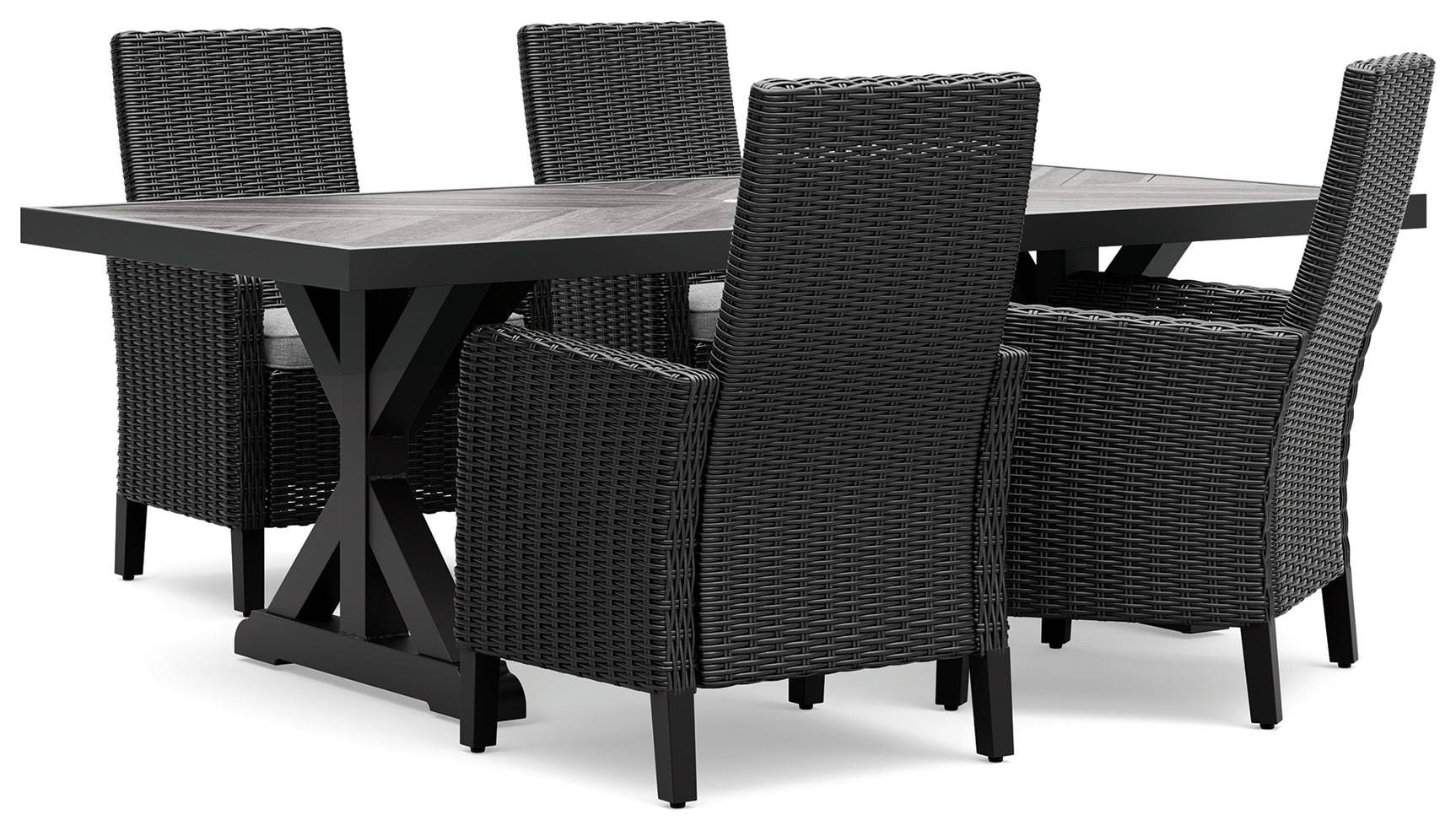 Beachcroft Black/Light Gray Outdoor Dining Table and 4 Chairs