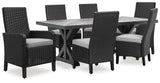 Beachcroft Black/Light Gray Outdoor Dining Table and 6 Chairs