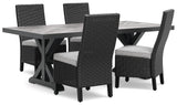 Beachcroft Black/Light Gray Outdoor Dining Table and 4 Chairs