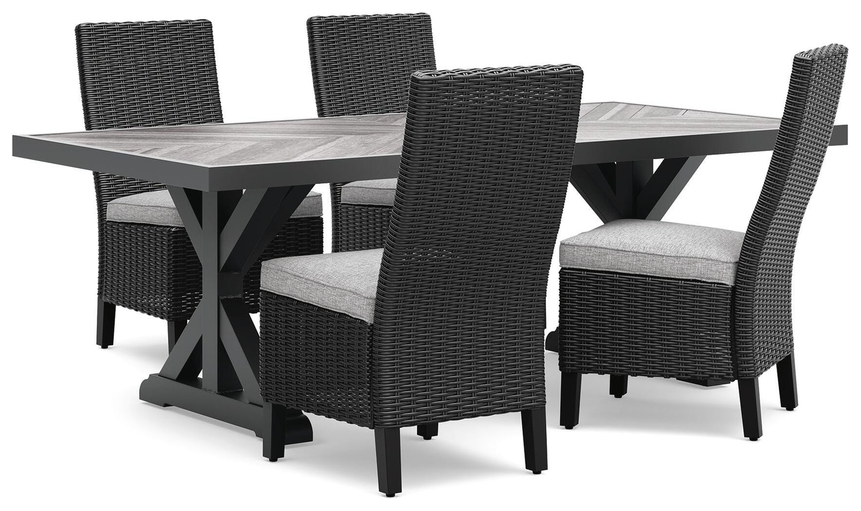 Beachcroft Black/Light Gray Outdoor Dining Table and 4 Chairs