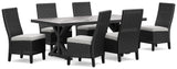 Beachcroft Black/Light Gray Outdoor Dining Table and 6 Chairs