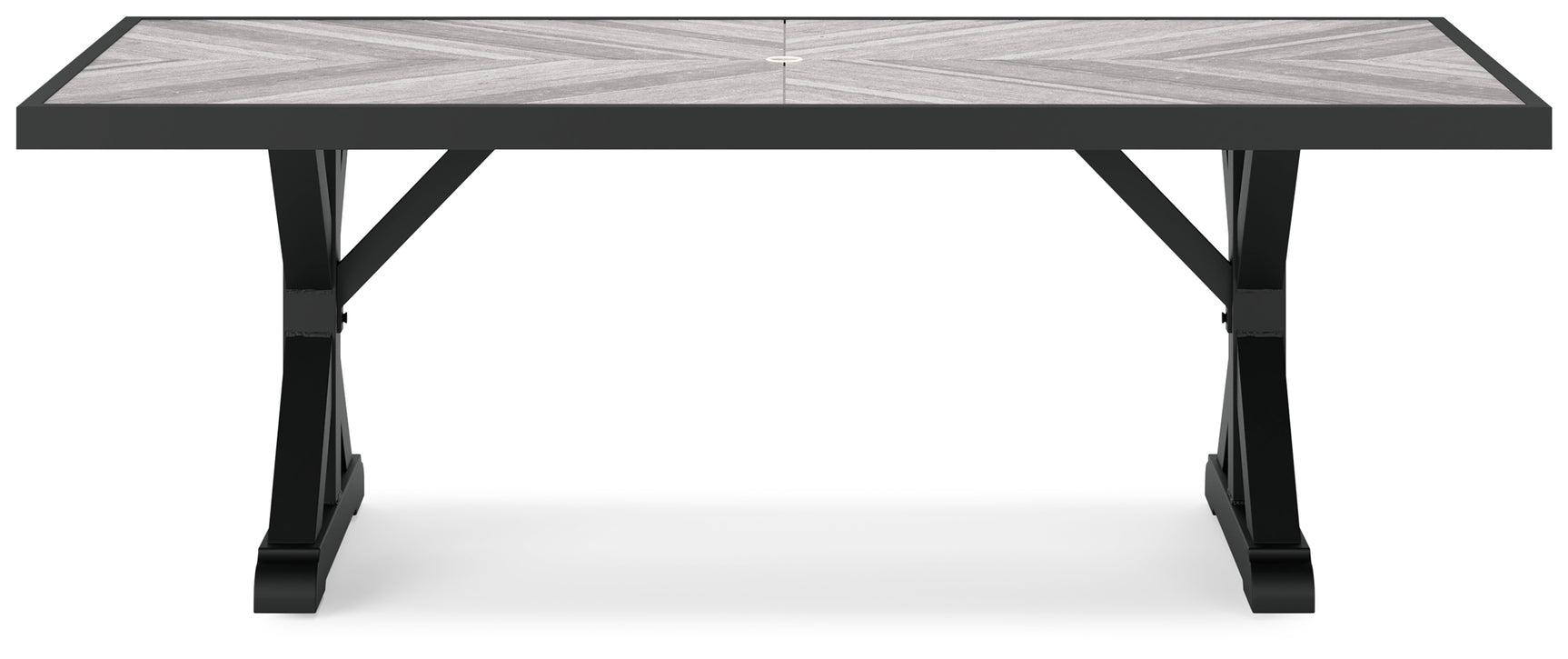 Beachcroft Black/Light Gray Outdoor Dining Table and 6 Chairs