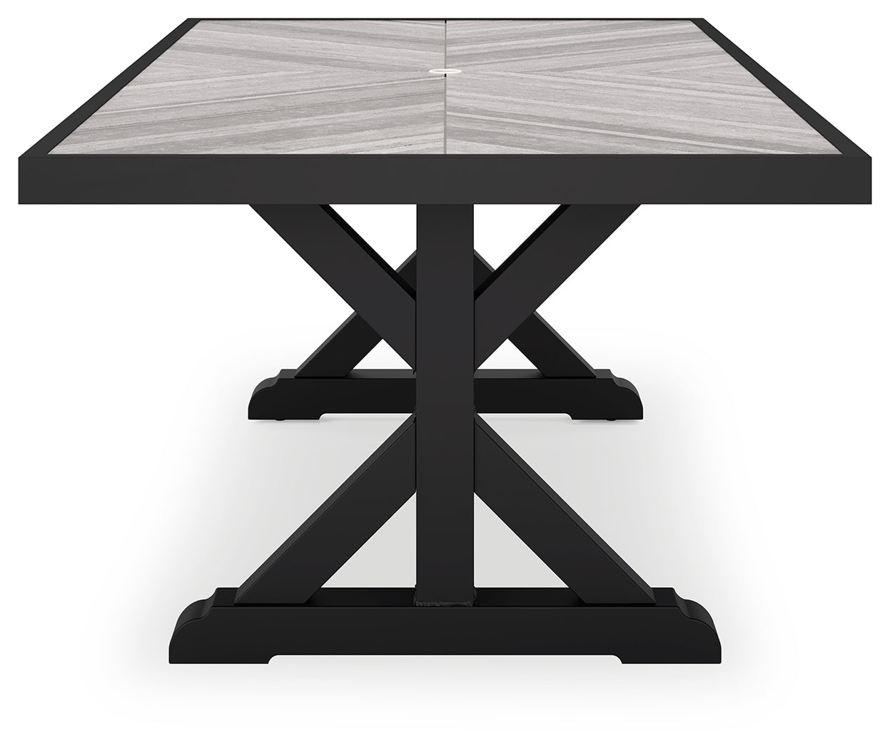 Beachcroft Black/Light Gray Outdoor Dining Table and 6 Chairs