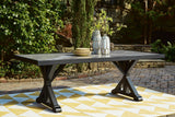 Beachcroft Black/Light Gray Outdoor Dining Table and 6 Chairs
