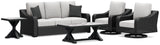 Beachcroft Black/Light Gray Outdoor Sofa and  2 Lounge Chairs with Coffee Table and 2 End Tables