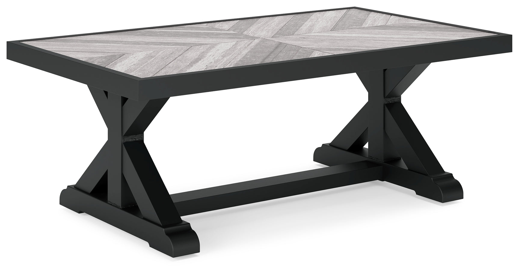 Beachcroft Black/Light Gray Outdoor Sofa and  2 Lounge Chairs with Coffee Table and 2 End Tables