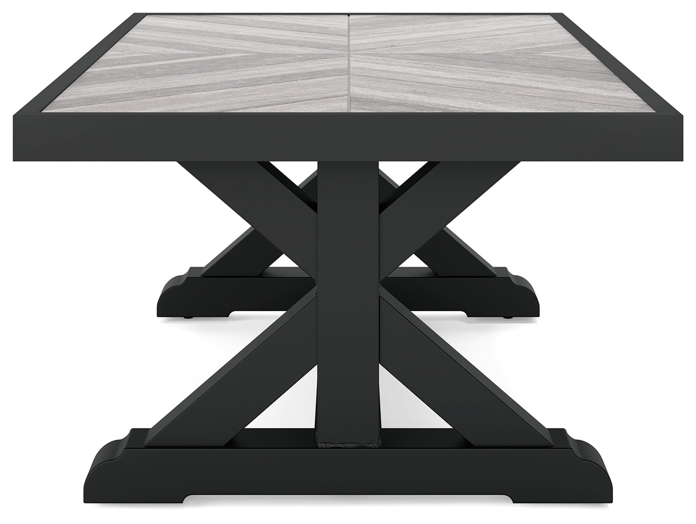 Beachcroft Black/Light Gray Outdoor Sofa and  2 Lounge Chairs with Coffee Table and 2 End Tables
