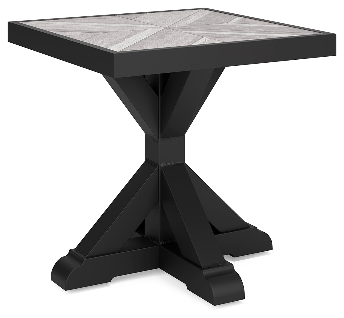 Beachcroft Black/Light Gray Outdoor Sofa and  2 Lounge Chairs with Coffee Table and 2 End Tables