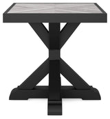 Beachcroft Black/Light Gray Outdoor Sofa and  2 Lounge Chairs with Coffee Table and 2 End Tables