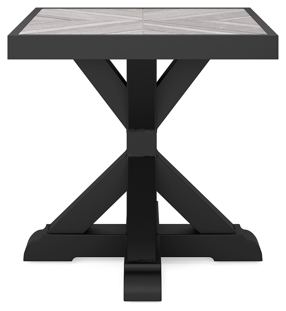 Beachcroft Black/Light Gray Outdoor Sofa and  2 Lounge Chairs with Coffee Table and 2 End Tables