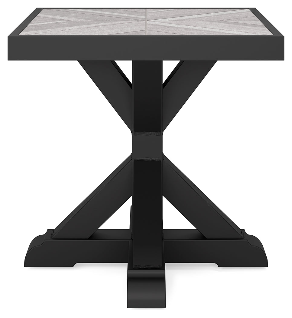 Beachcroft Black/Light Gray Outdoor Sofa and  2 Lounge Chairs with Coffee Table and 2 End Tables