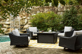 Beachcroft Black/Light Gray Outdoor Fire Pit Table and 4 Chairs