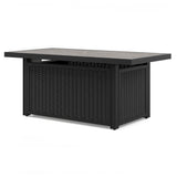 Beachcroft Black/Light Gray Outdoor Fire Pit Table and 4 Chairs