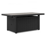 Beachcroft Black/Light Gray Outdoor Fire Pit Table and 4 Chairs