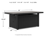 Beachcroft Black/Light Gray Outdoor Fire Pit Table and 4 Chairs