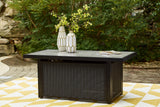 Beachcroft Black/Light Gray Outdoor Fire Pit Table and 4 Chairs
