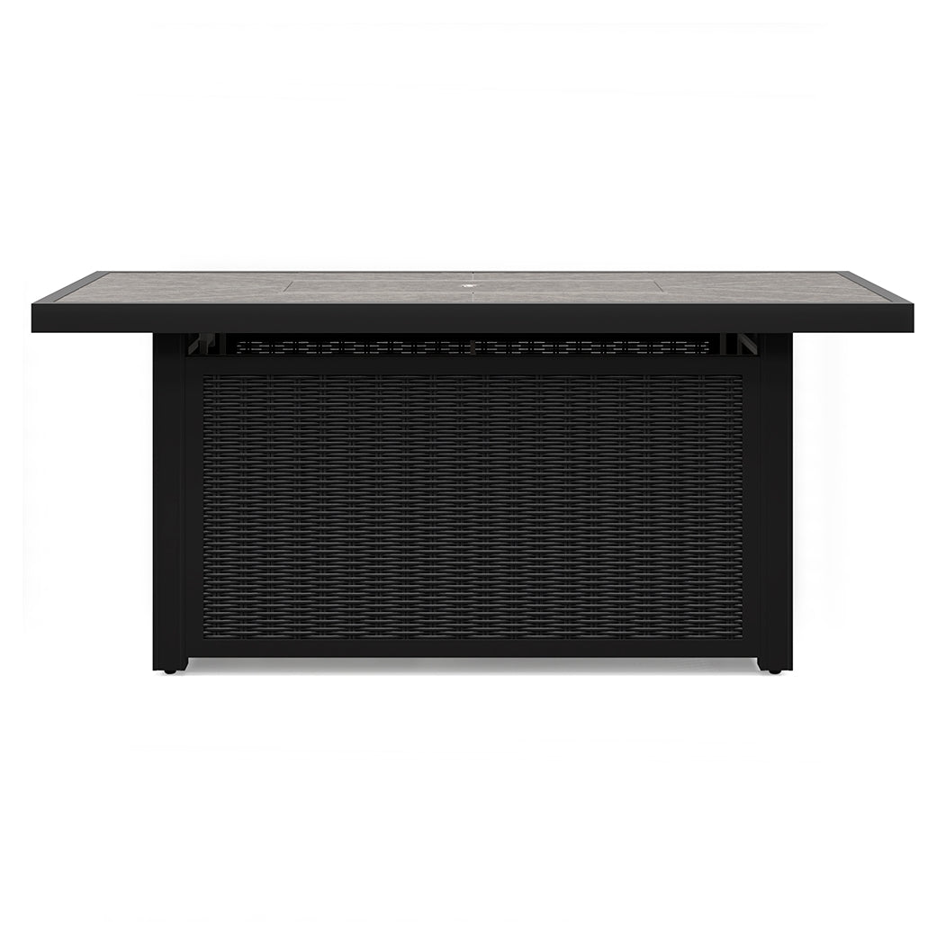 Beachcroft Black/Light Gray Outdoor Fire Pit Table and 4 Chairs