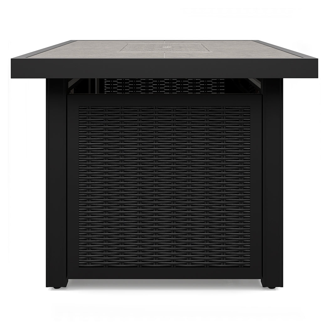 Beachcroft Black/Light Gray Outdoor Fire Pit Table and 4 Chairs