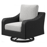 Beachcroft Black Light Gray Outdoor Swivel Lounge With Cushion