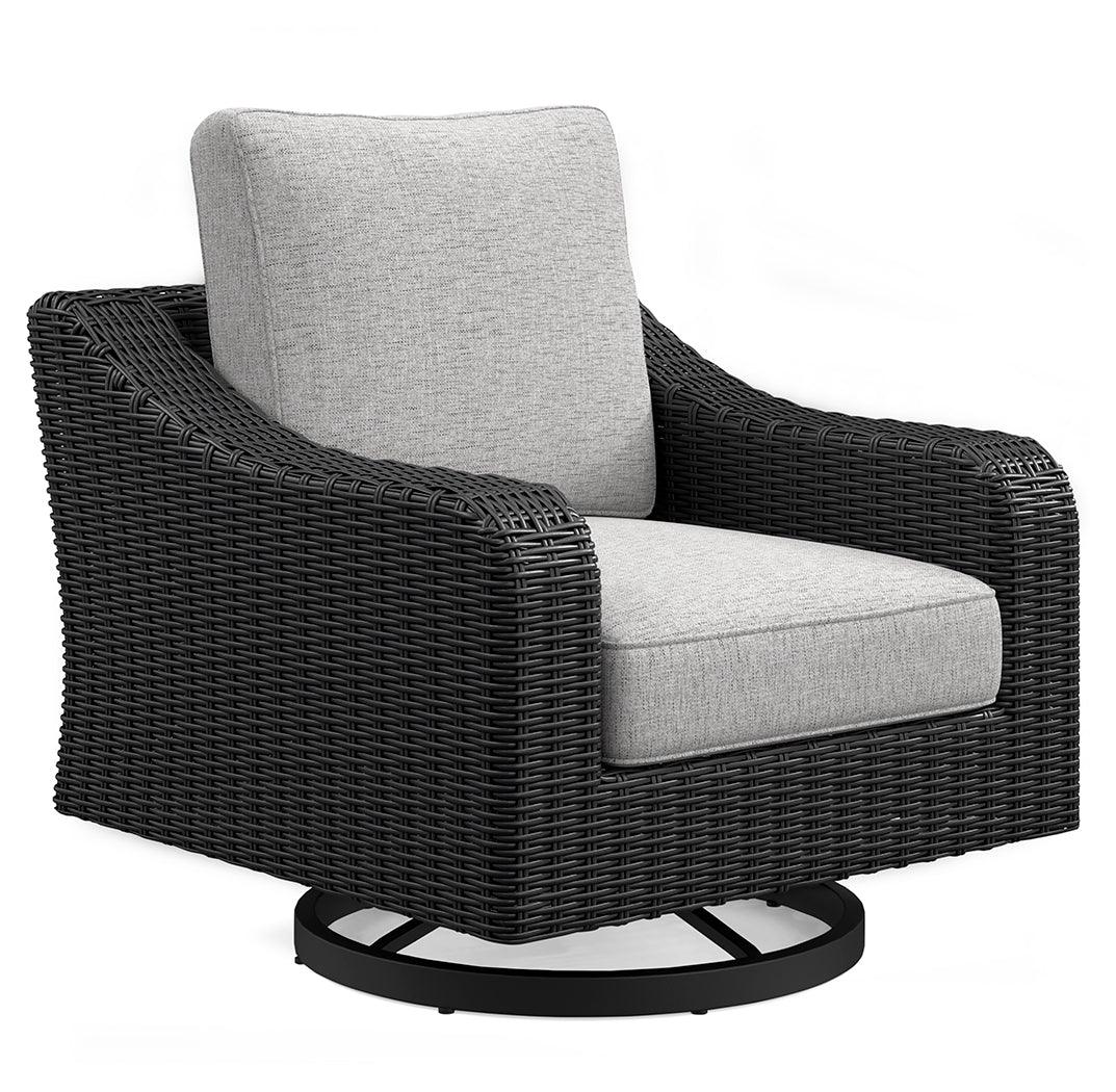 Beachcroft Black Light Gray Outdoor Swivel Lounge With Cushion