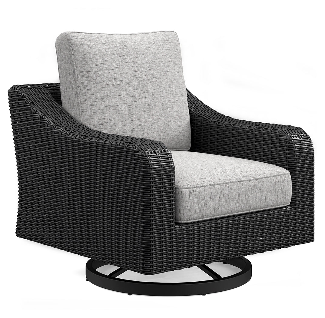 Beachcroft Black/Light Gray Outdoor Sofa and  2 Lounge Chairs with Coffee Table and 2 End Tables